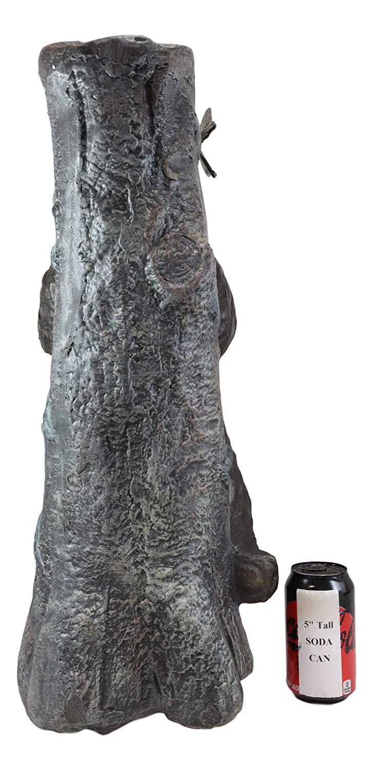 Ebros 24" Long Aluminum Whimsical Butterfly and Lazy Grizzly Bear Resting On Forest Tree Trunk Couch Reading A Book Garden Statue Rustic Wildlife Western Cabin Bears Decor Figurine - Ebros Gift