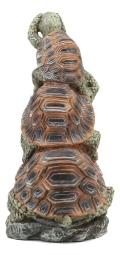 Whimsical Acrobatic See Hear Speak No Evil Turtles Totem Statue Wise Tortoises