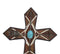 Rustic Western Boho Native Indian Arrows Turquoise Rock Faux Wooden Wall Cross