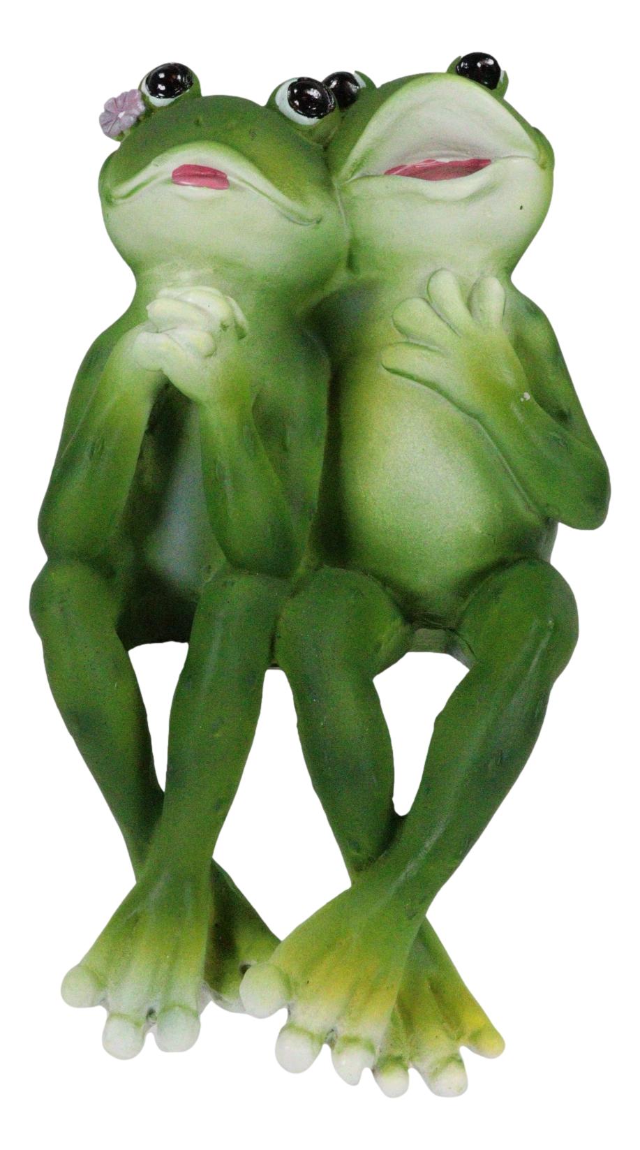 Romantic Frog Couple Sitting Side by Side Bracket Mantelpiece Ledge Shelf Sitter