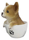 Ebros Chihuahua Dog in Paw Prints Teacup Statue 6.25" Tall Pet Pal Figurine
