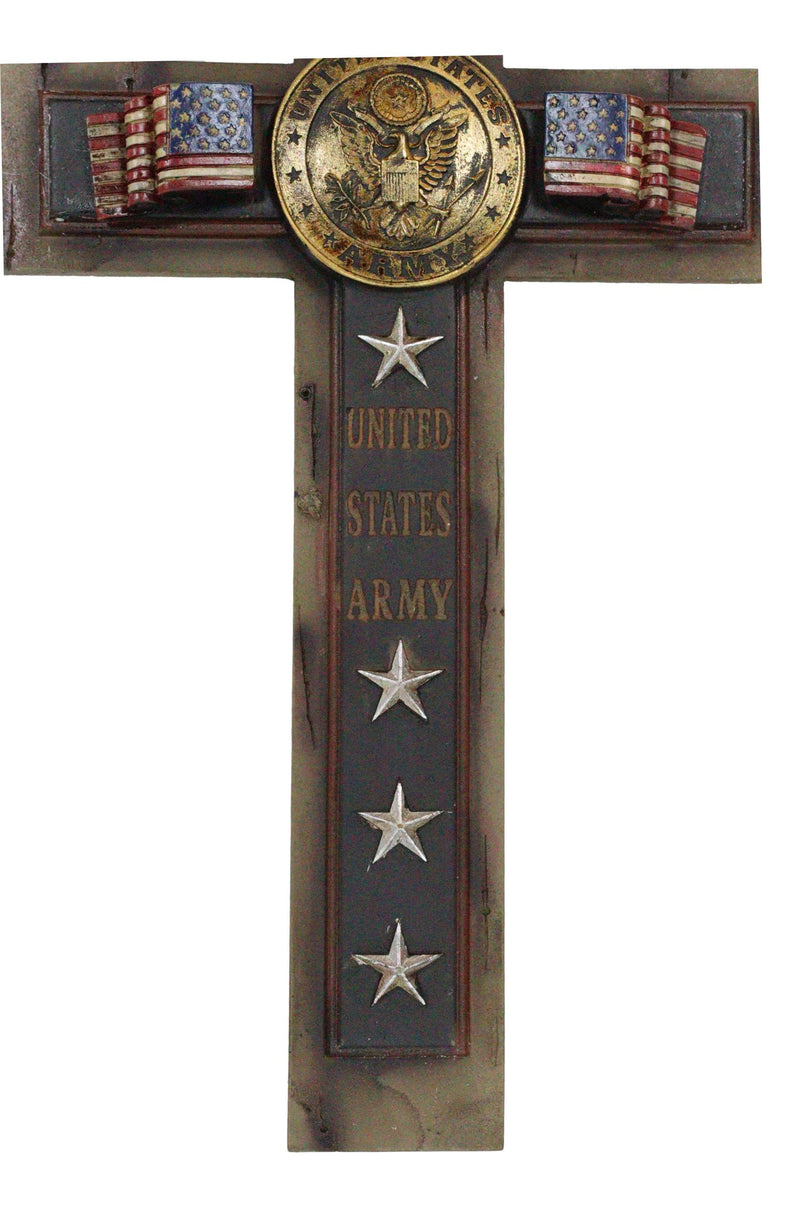 Western USA Military United States Army Medallion Flags and Stars Wall Cross