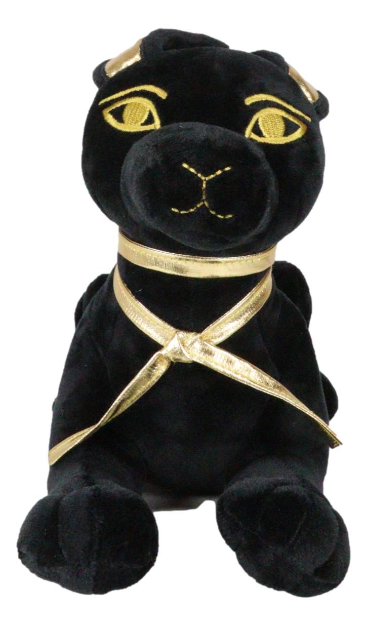 Larger Black & Gold Egyptian God Of Afterlife Sitting Anubis Dog Plush Toy