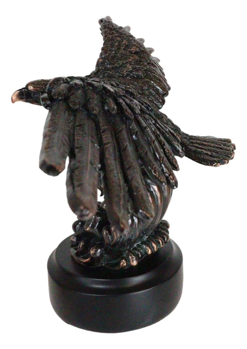 Wings Of Glory Bald Eagle Swooping Over Water Bronzed Resin Figurine With Base