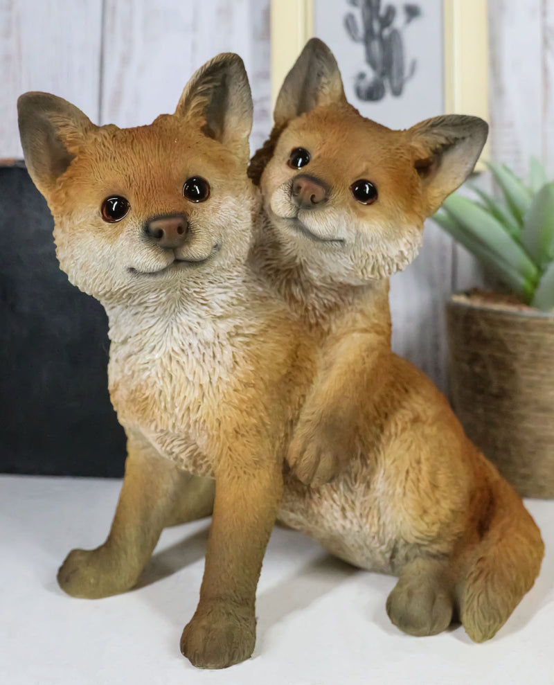 Lifelike Wildlife Woodlands Animal Pet Pals Frolicking Baby Fox Cubs Figurine