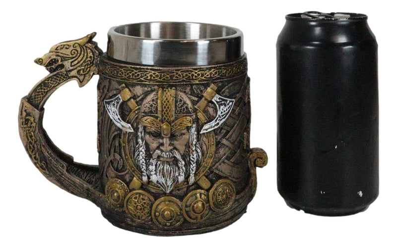 Norse Viking God Thor Mjolnir Hammer With Longship Dragon Boat Coffee Mug Cup