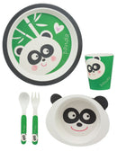 Ebros Panda 5 Piece Organic Bamboo Dinnerware Set For Kids Children Toddler Baby