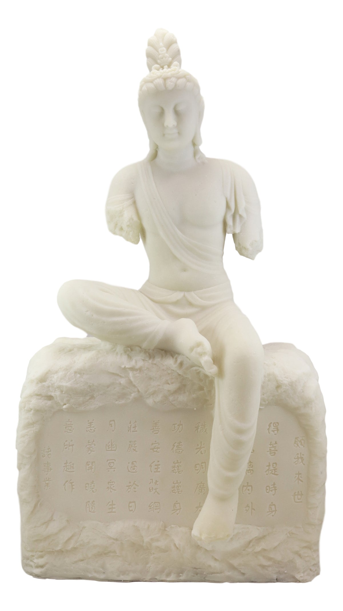 Ebros 24"H Large Armless Goddess of Compassion Kuan Yin Sitting On Mantra Rock Statue - Ebros Gift