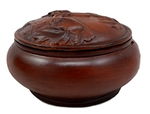 Ebros Gift Faux Wood Resin Safari Elephant with Calf Rounded Jewelry Trinket Decorative Box Figurine 4" D As Safari Elephants Decor Accessory Storage Sculptural Wildlife Art - Ebros Gift