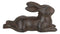 Ebros Gift Cast Iron Whimsical Bunny Rabbit Lying Down 3D Art Animal Sculpture