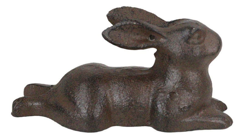 Ebros Gift Cast Iron Whimsical Bunny Rabbit Lying Down 3D Art Animal Sculpture