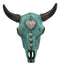 Ebros 10" Wide Western Southwest Steer Bison Buffalo Bull Cow Horned Skull Head Turquoise Silver Heart with Scroll Lace Design Wall Mount Decor - Ebros Gift