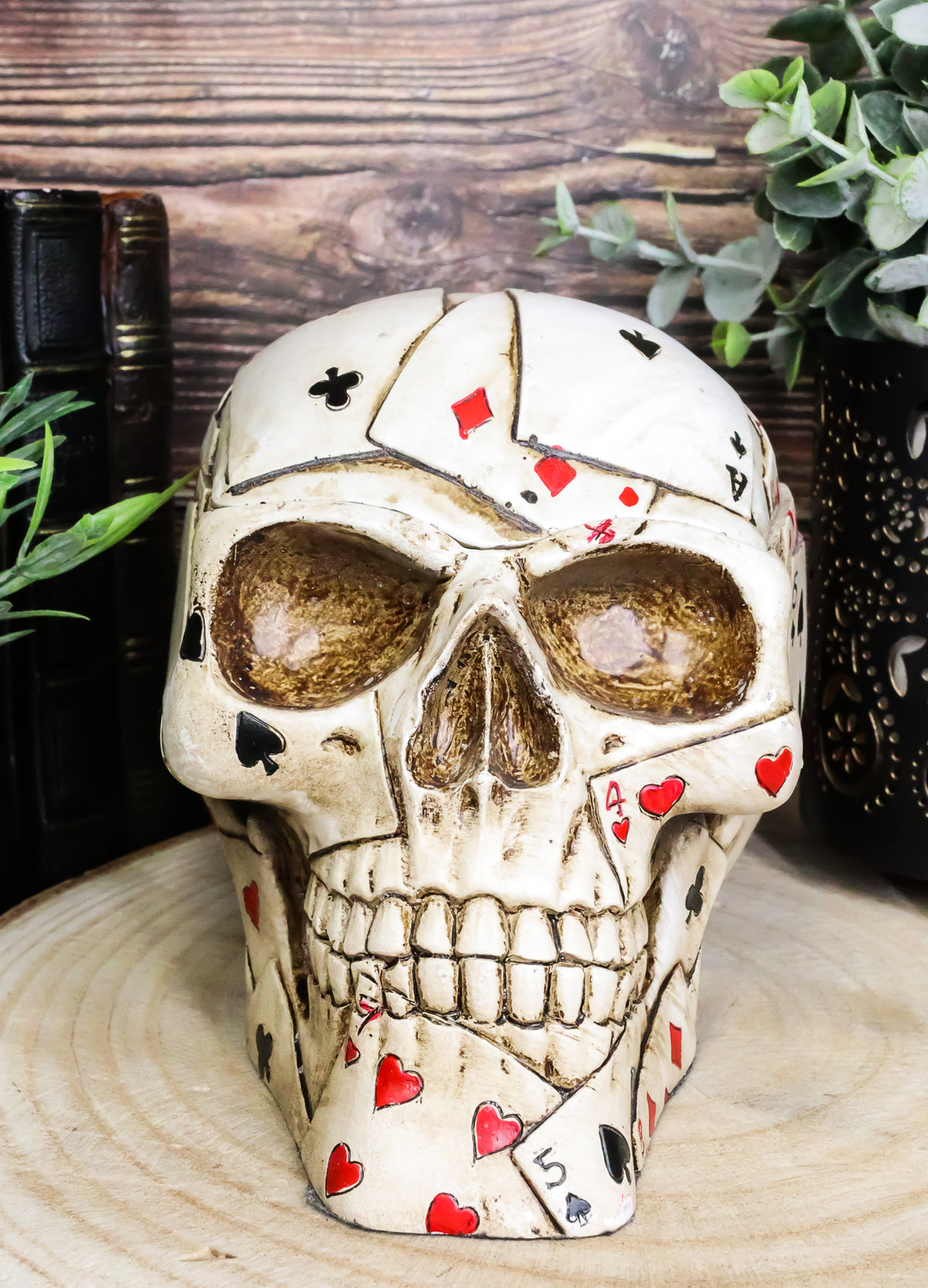 Ebros Ace Cards Royal Flush Poker Game Skull Utility Keepsake Jewelry Box Figurine