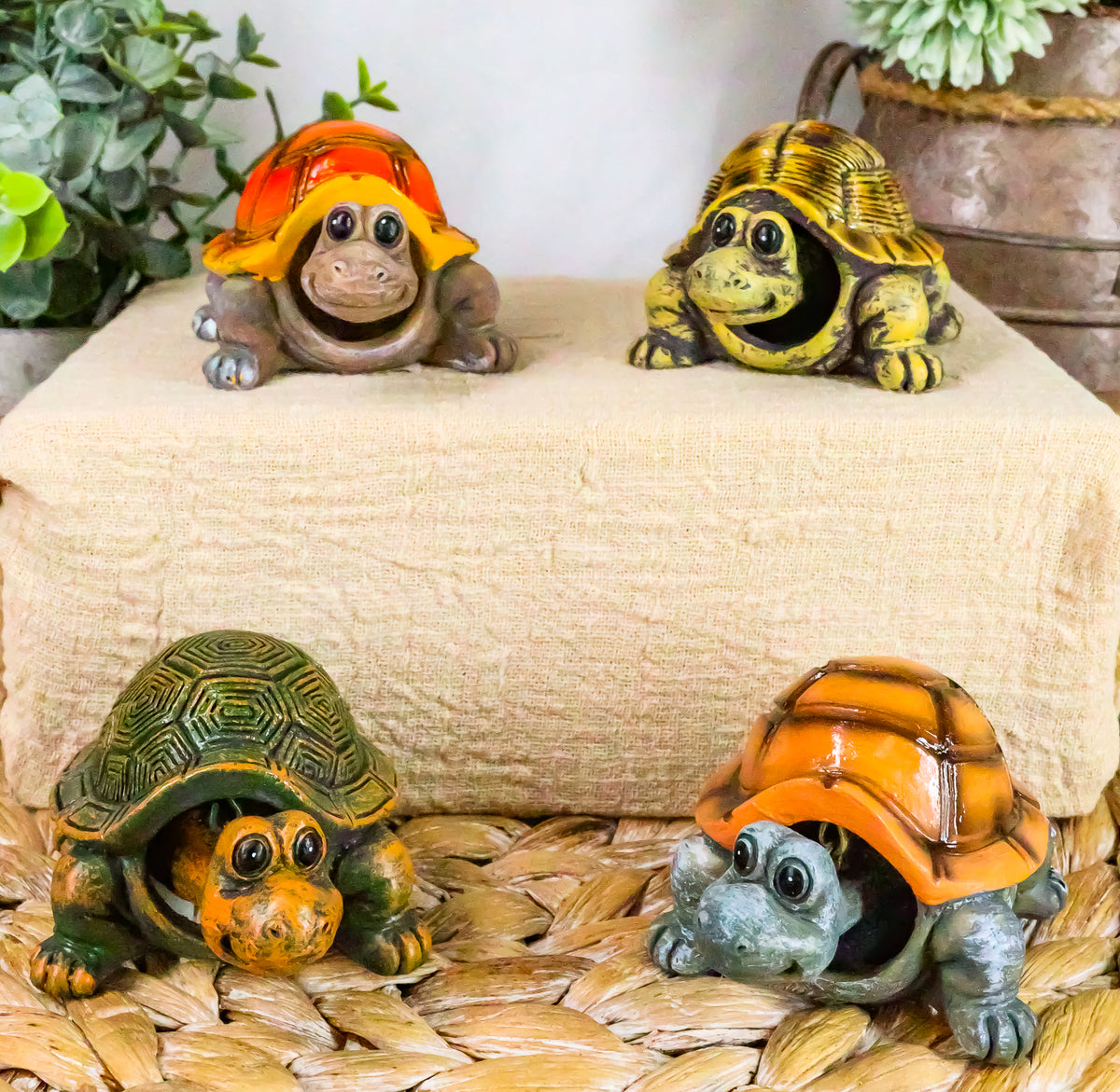 Ebros Nautical Colorful Shell Sea Turtles Tortoises Bobblehead Figurines Set - Ebros Gift