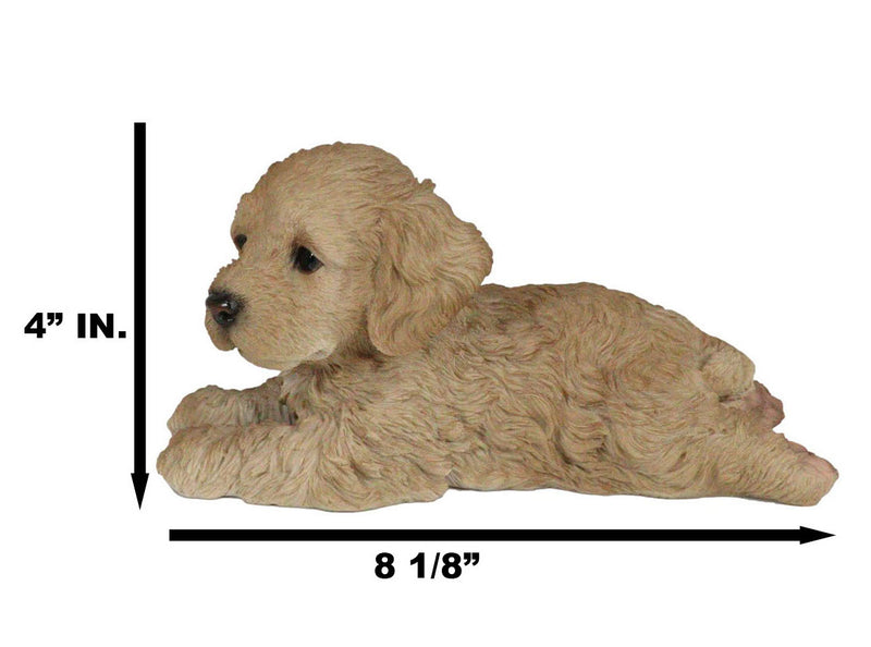 Realistic Adorable Cockapoo Spoodle Puppy Dog Lying On Belly Figurine Pet Pal