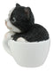 Ebros Lifelike Tuxedo Black and White Cat Teacup Pet Pal Statue 3" Tall Kitten Kitty with Glass Eyes Decor Figurine