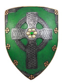 Ebros Gift Large Saint Patrick Celtic Warrior Faith Cross with Circle Ring Warriors Shield Wall Plaque Hanging Sculpture 17" Tall Decor Figurine Statue