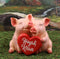 Ebros Valentine's Day Pig Couple Holding Hogs and Kisses Heart Sign Statue 5"L
