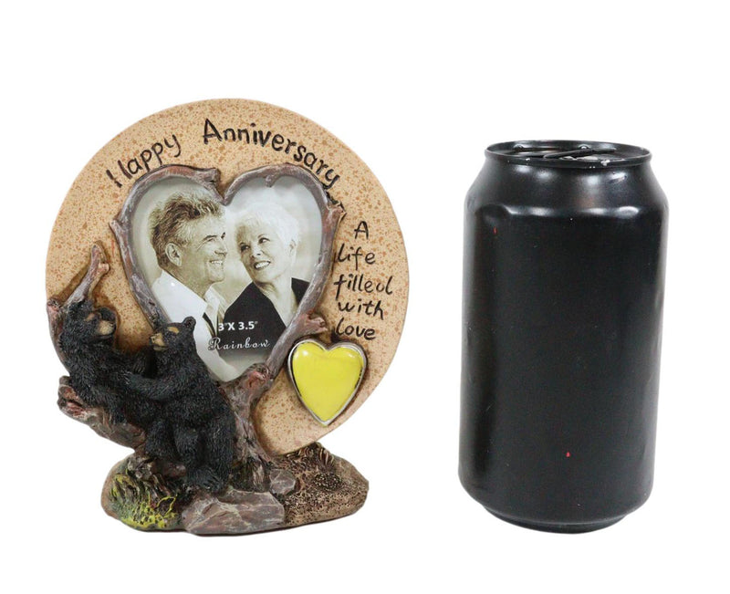 Rustic Western Forest Black Bears Happy Anniversary Standing Picture Frame