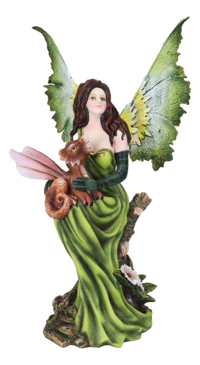 Princess Of The Forest Tribal Fairy With Red Dragon Pixie Wyrmling Statue