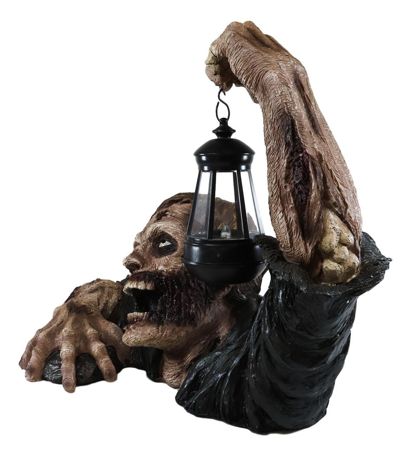 Ebros Zombie Crawling Out Of Grave Solar LED Lantern Figurine Dead Rising 18.5"L