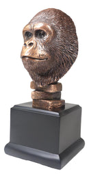 Rainforest Silverback Gorilla Head Bust Statue in Bronze Electroplated Finish
