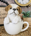 Realistic Adorable Shih Tzu Dog in Teacup Statue 5.75" Tall Pet Pal Decor Dogs