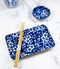 Japanese Floral Cherry Blossoms Blue White Ceramic Sushi Dinnerware Set Serves 2