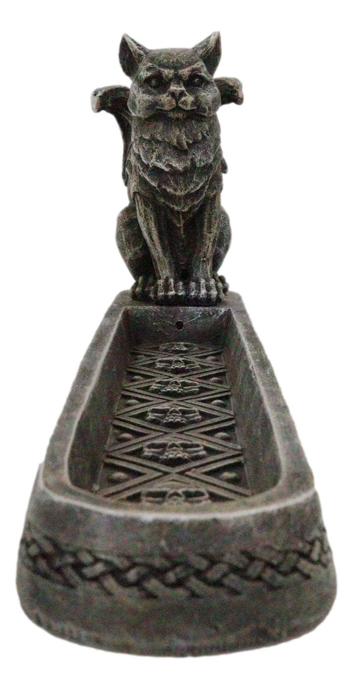 Stoic Angel Winged Cat On Celtic Knotwork Incense And Candle Holder Figurine