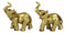 Feng Shui Gold Patina Elephant Left And Right Pair Figurines With Trunks Up