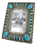 Rustic Western Turquoise Teardrop Geometric Gems Ropes 5X7 Picture Photo Frame