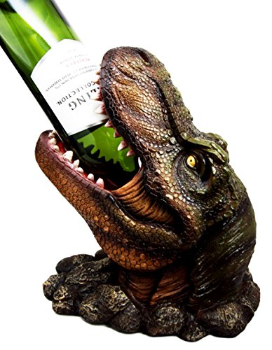 Ebros Prehistoric Dinosaur Tyrannosaurus Rex Head 10.75"H Wine Bottle Holder Figurine - Ebros Gift