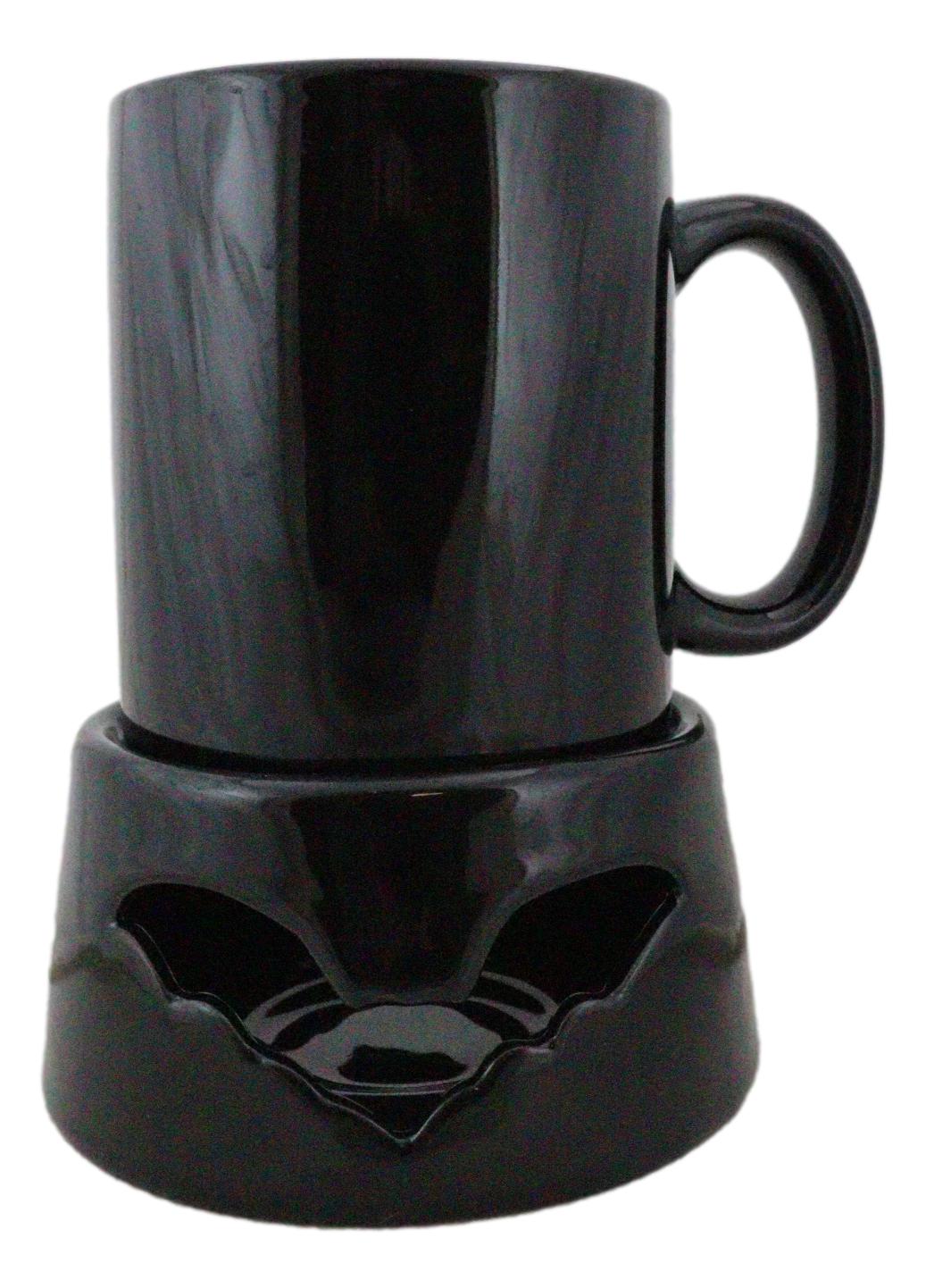 Wicca Vampire Bat Black Cup With Candle Holder Mug Warmer Shadow Caster Set