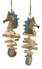 Ebros Gift Nautical Ocean Blue Seahorse Mobiles Set of 2 Sculptures 10.5" Tall As Marine Life Beach Decorative Hanging Mobile Figurines Sea Horses Garden Patio Pool Deck Accents