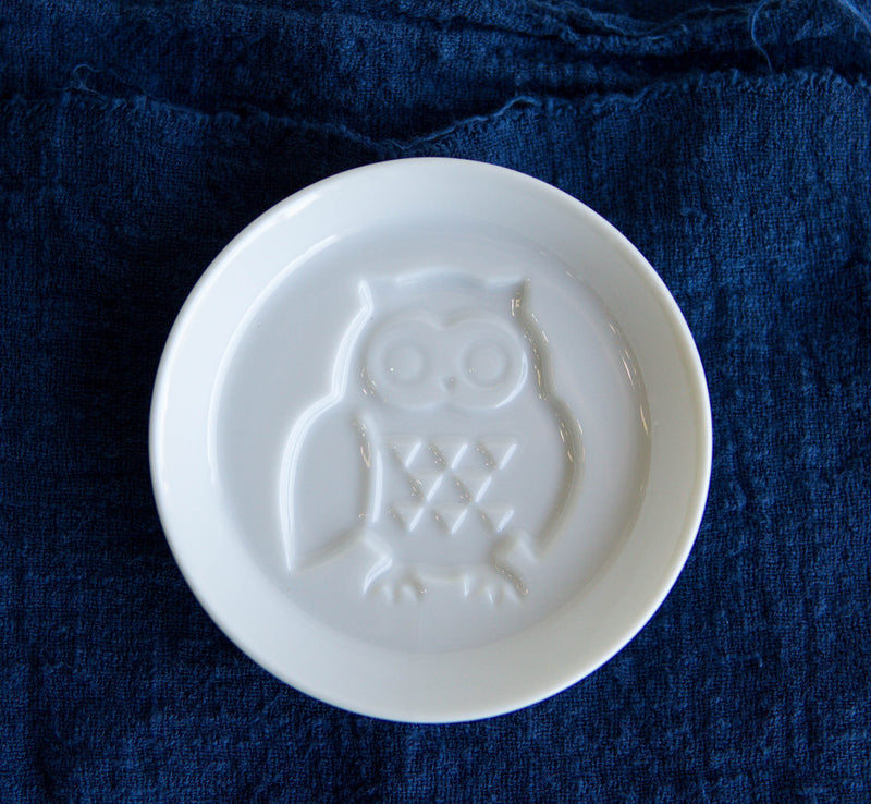 Set Of 6 Japanese White Porcelain Owl Small Dipping Sauce Condiment Dishes Bowls