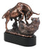 Wall Street Stock Market Charging Bull Trouncing Bear Statue With Pedestal Base