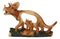 Jurassic Dinosaur 3 Horns Triceratops Mother and Baby Faux Wood Cutout Figurine