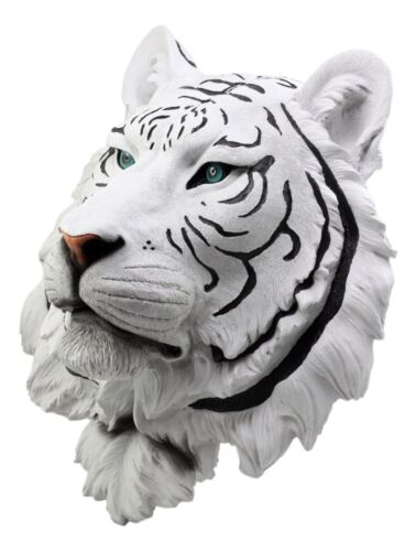 Rare Blue Eyed White Tiger Wall Bust Sculpture Blue Ice Predator Forest Figurine - Ebros Gift
