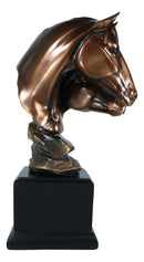 Rustic Western Wild Black Beauty Horse Couple Heads Figurine With Trophy Base