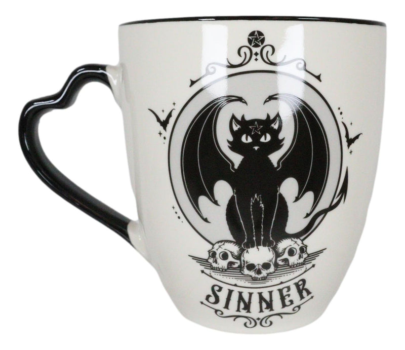 Set Of 2 Wicca Witching Hour Angel Saint Or Sinner Devil Cats Porcelain Mugs