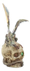 Ebros Steampunk Robotic Dragon Perching On Cyborg Terminator Skull Statue 12" Tall Victorian Sci Fi Legendary Dragon Collectible
