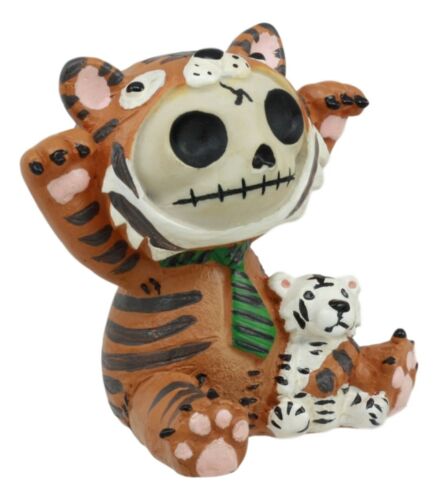 Furry Bones Figurine 2.5"Tall Tigrr Tiger With Green Tie Voodoo Skeleton Monster