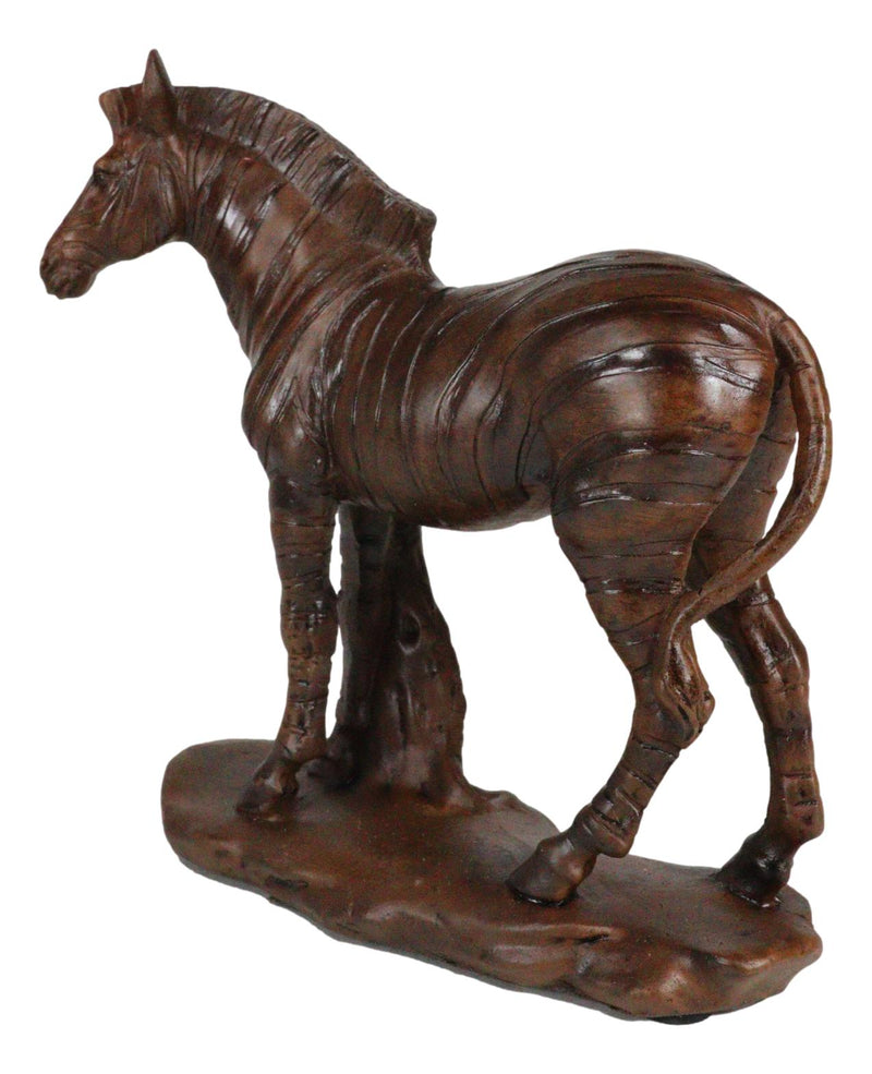 Safari Savanna Grasslands Animal Wildlife Zebra Horse Figurine Faux Wood Finish