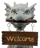 Ebros Bienvenidos Welcome Sign Dragon Garden Greeter Bobblehead Statue Faux Stone