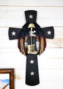 Rustic Western Stars USA Flag Wings Fallen Soldier Boot Rifle Helmet Wall Cross