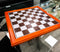 15"X15" Redwood Trim Chess Board With Black And Silver Silk Screen Inner Squares