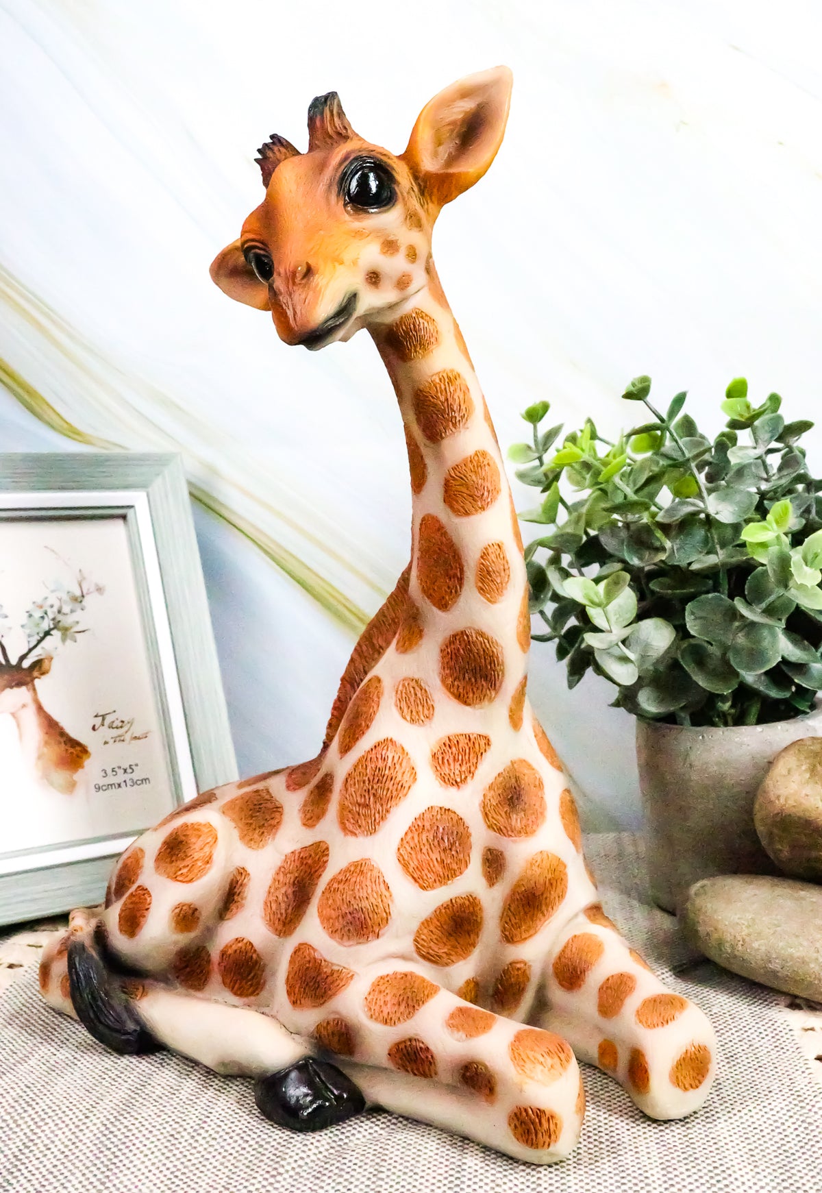 Ebros Gift 10" Tall Sitting Safari Adorable Giraffe Decorative Figurine Wild Life Animal Giraffes Collectible