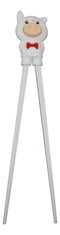 White Porky Pig Reusable Training Chopsticks Set With Silicone Helper BPA Free