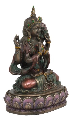 Avalokiteshvara Kuan Yin Seated On Lotus Throne Statue 6"H Infinite Compassion