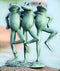 Ebros Aluminum Best Pond Buddies Hand In Hand Dancing Frog Trio Garden Statue 19"H